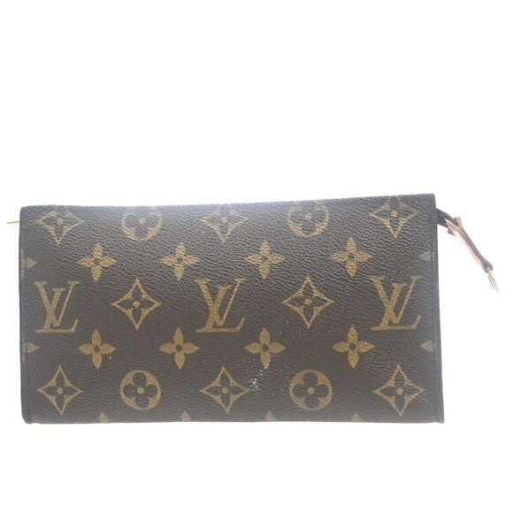 LOUIS VUITTON LV Logo Bucket GM Pouch Bag Monogram Leather Brown Gold 05EE980 - Picture 1 of 14